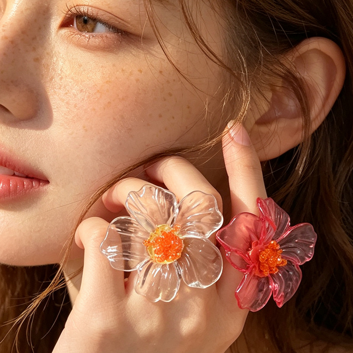 Resin Art Ring - Cincin Bunga Resin Berwarna-warni yang Manis