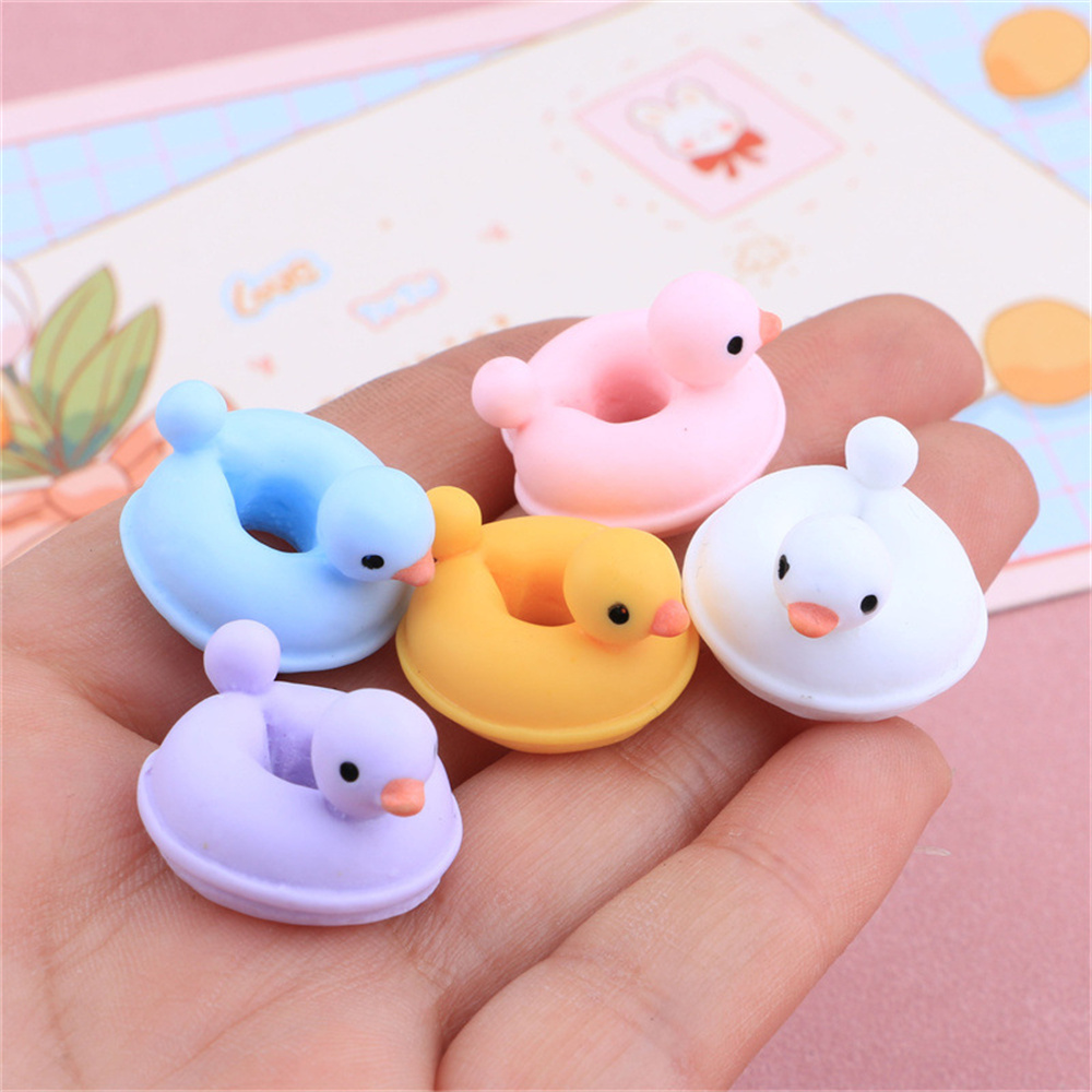 Resin Art Ring - 20 Buah Kartun Bebek Cincin Renang