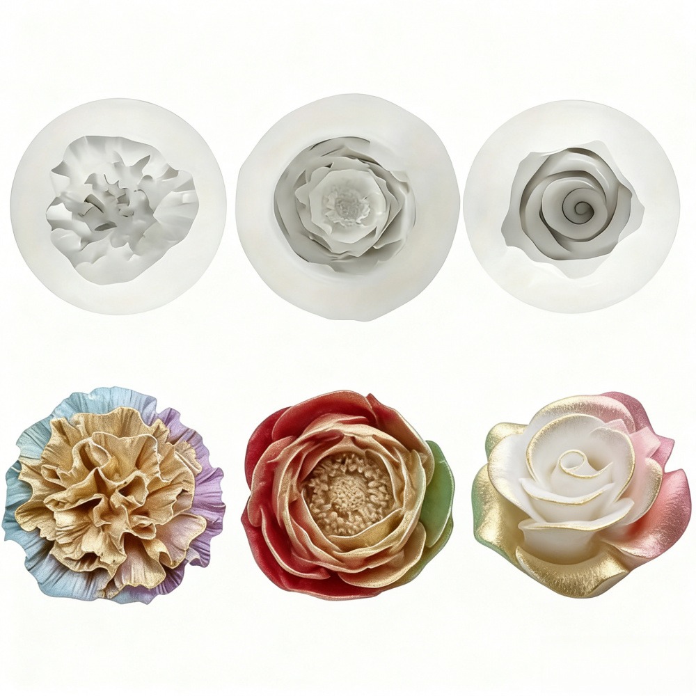 Resin Art Gift For Wedding - Cetakan Silikon 3 Bagian untuk Mawar,