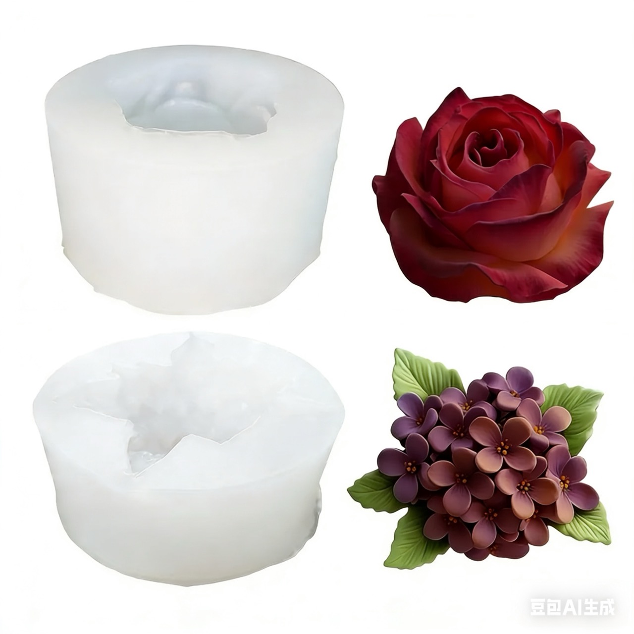 Resin Art Gift For Wedding - 2 Buah Cetakan Silikon Bunga Mawar