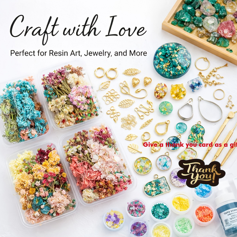 Resin Art Gift For Wedding - 10 Kotak Set Buket Bunga Kering
