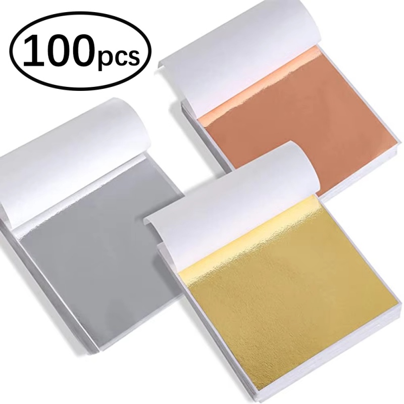 Resin Art Gift For Wedding - 100pcs Kertas Foil Imitasi Emas Perak