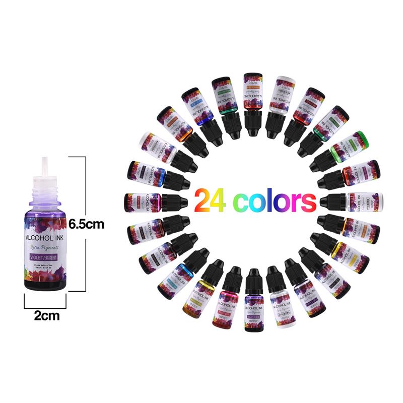 24 Warna/Set 10Ml Tinta Seni P - Resin Art Alcohol Ink ulasan dan harga