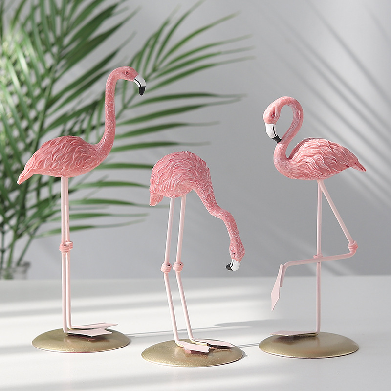 3 Buah Patung Flamingo Merah M - Resin Art Gift For Wedding ulasan dan harga