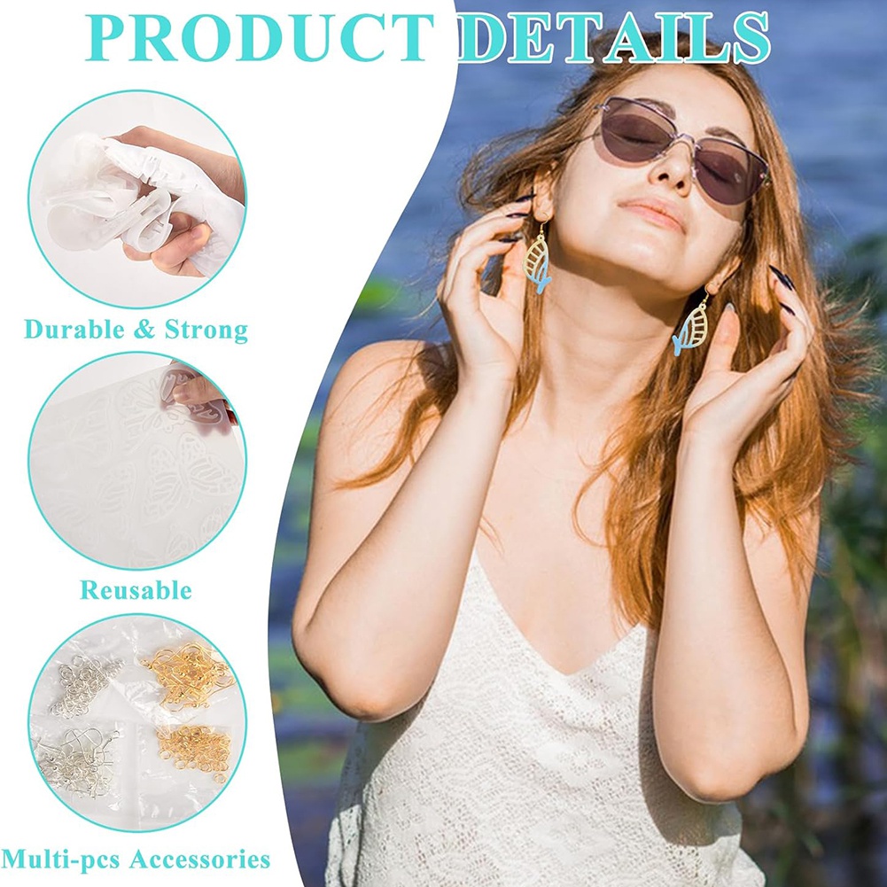 A95D-143Pcs Kit Cetakan Anting - Resin Art Earrings Kit ulasan dan harga