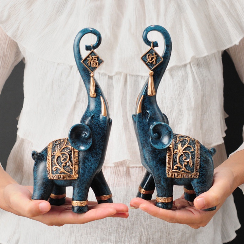 Satu Pasang Patung Gajah Tiong - Resin Art Gift For Wedding ulasan dan harga