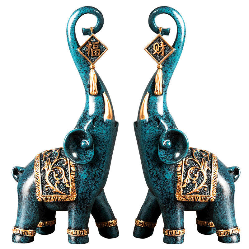 Satu Pasang Patung Gajah Tiong - Resin Art Gift For Wedding ulasan dan harga